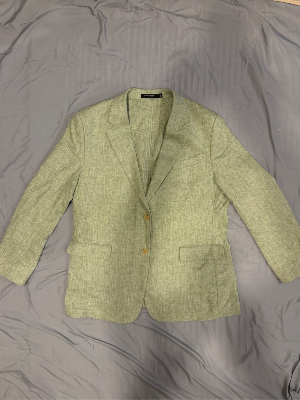 Banana Republic Factory Light Green Linen-Blend Sport Coat
